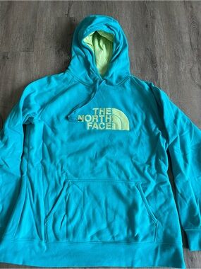 The North Face Teal Pullover Hoodie with Lime Interior